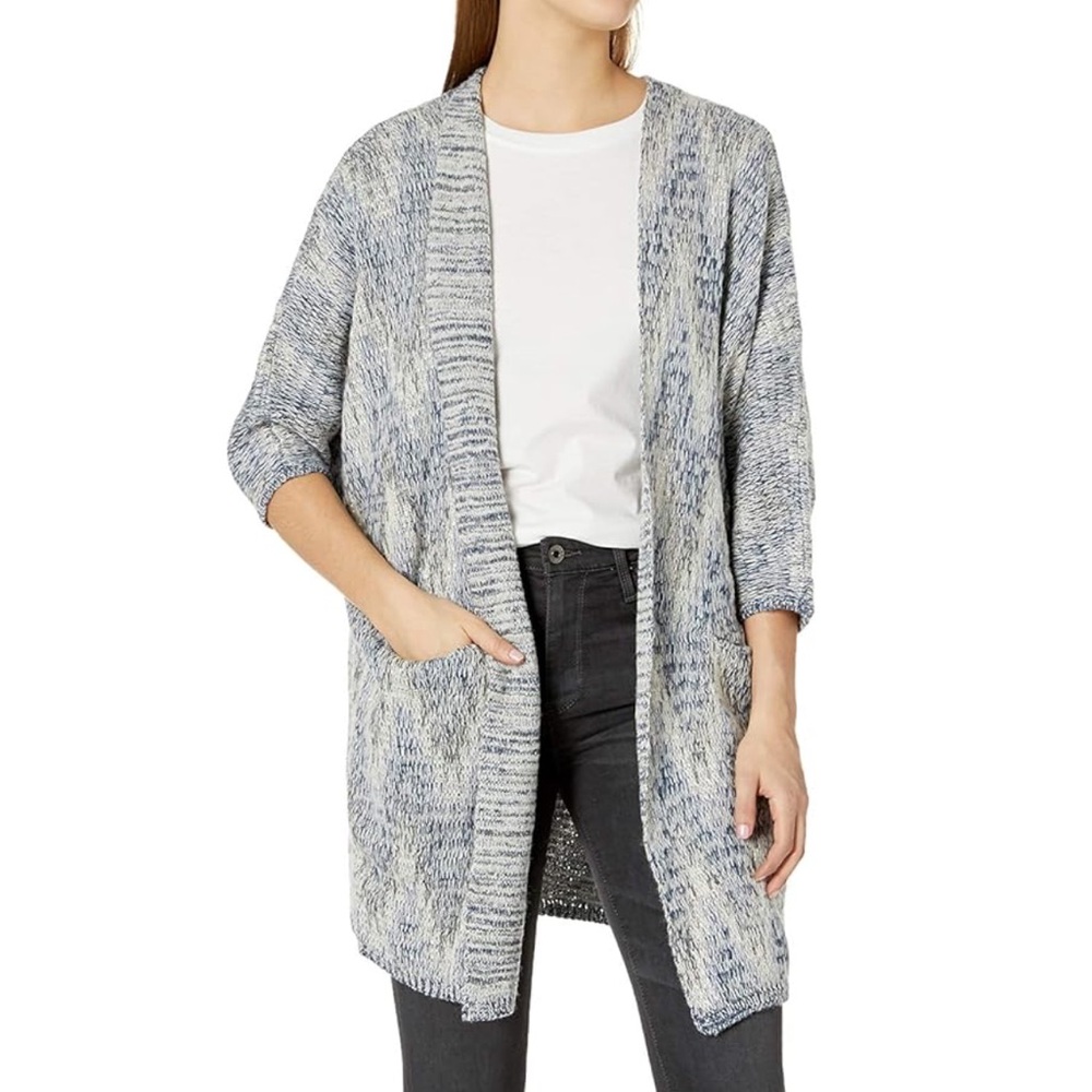 Lucky Brand Gray Open Front Sweater Duster Dolman Sleeves Oversized Pockets XS/S